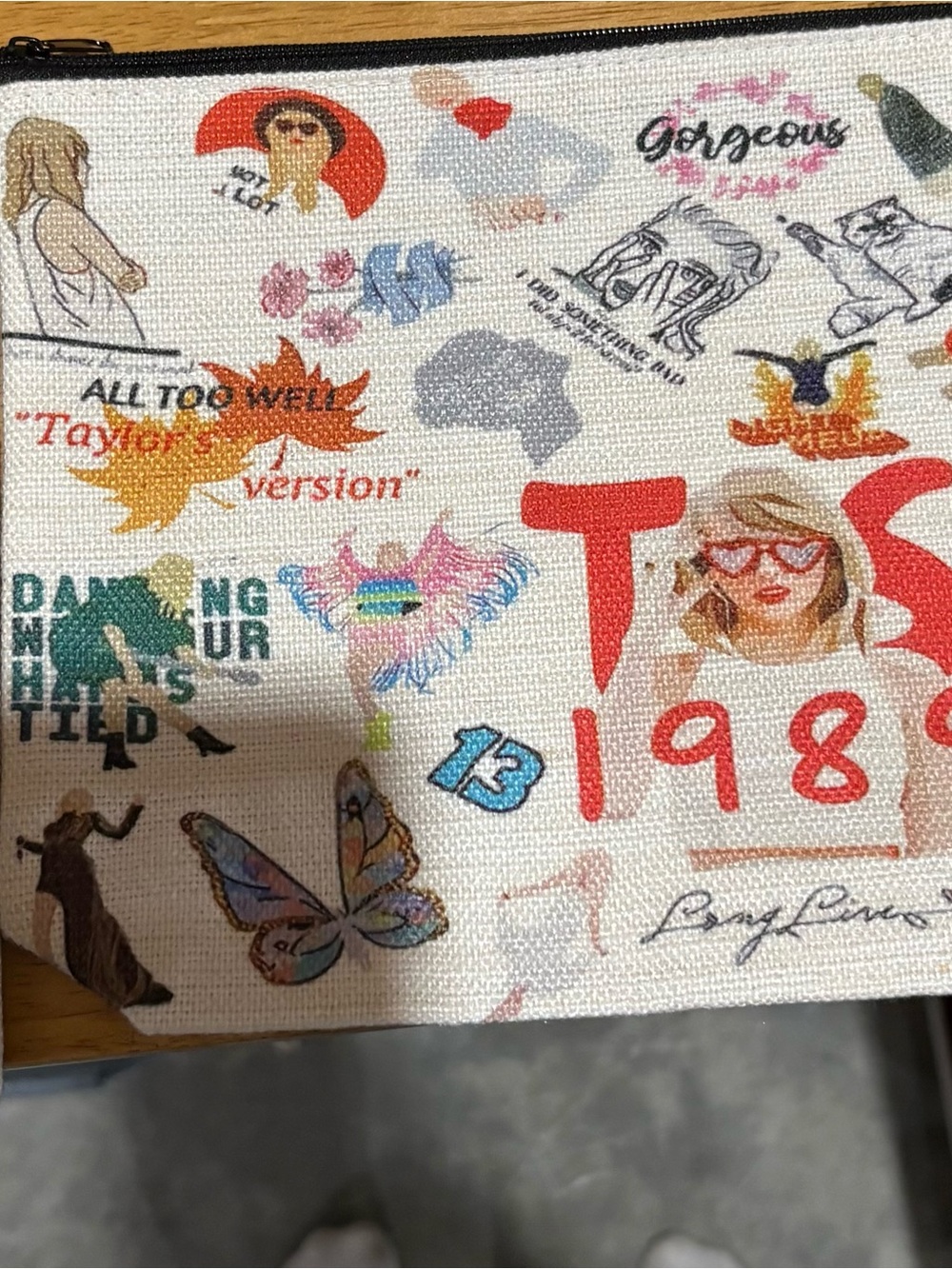 Taylor Swift Inspired Canvas 3 Pouch Set with Multicolor Graphic Print